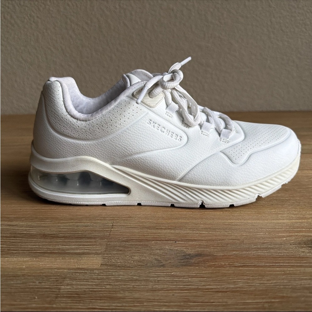 Skechers Shoes Womens 9 Uno 2 Air Around You Sneakers White Lace Up Low 155543 - Picture 4 of 11